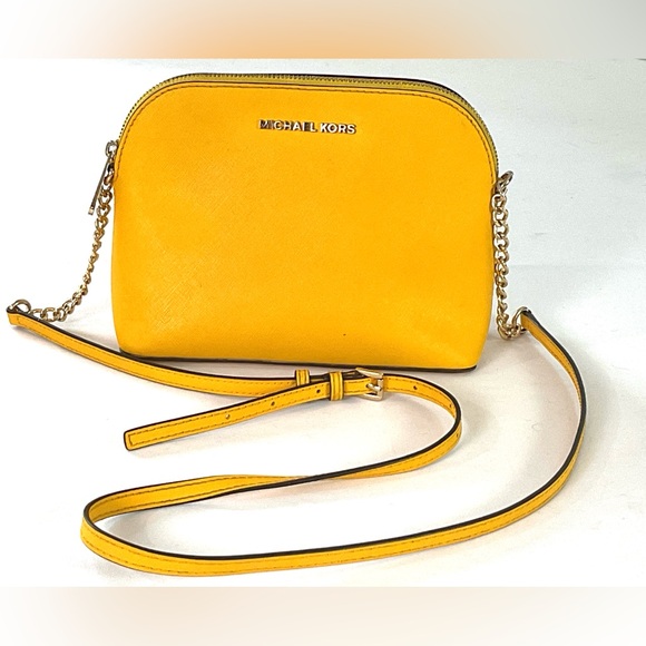Michael Kors-MK-jet set- jasmine yellow gold,saffiano leather Crossbody bag - Picture 1 of 8